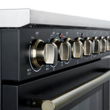 Forno Paolo 36 Inch Black Freestanding Electric Range, Stainless Steel, 5.44 cu.ft, True Convection Oven, Energy Efficient
