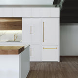 ZLINE 30" Autograph Edition 16.1 cu. ft. Built-in 2-Door Bottom Freezer Refrigerator with Internal Water and Ice Dispenser in White Matte with Polished Gold Accents (RBIVZ-WM-30-G)