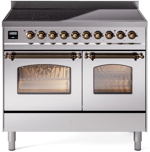 Nostalgie II 40 Inch Electric Freestanding Range in Stainless Steel with Bronze Trim