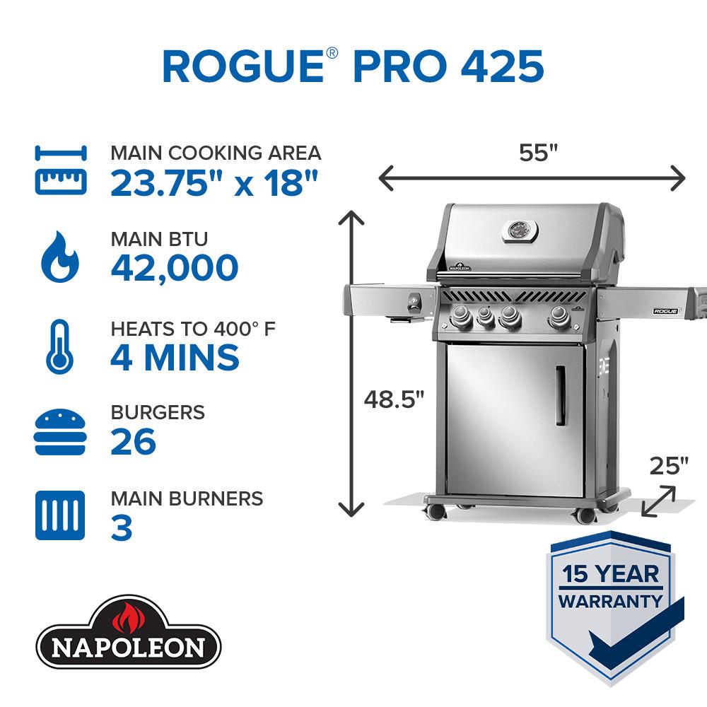 Rogue PRO 425 SIB with Infrared Side Burner , Natural Gas, Stainless Steel