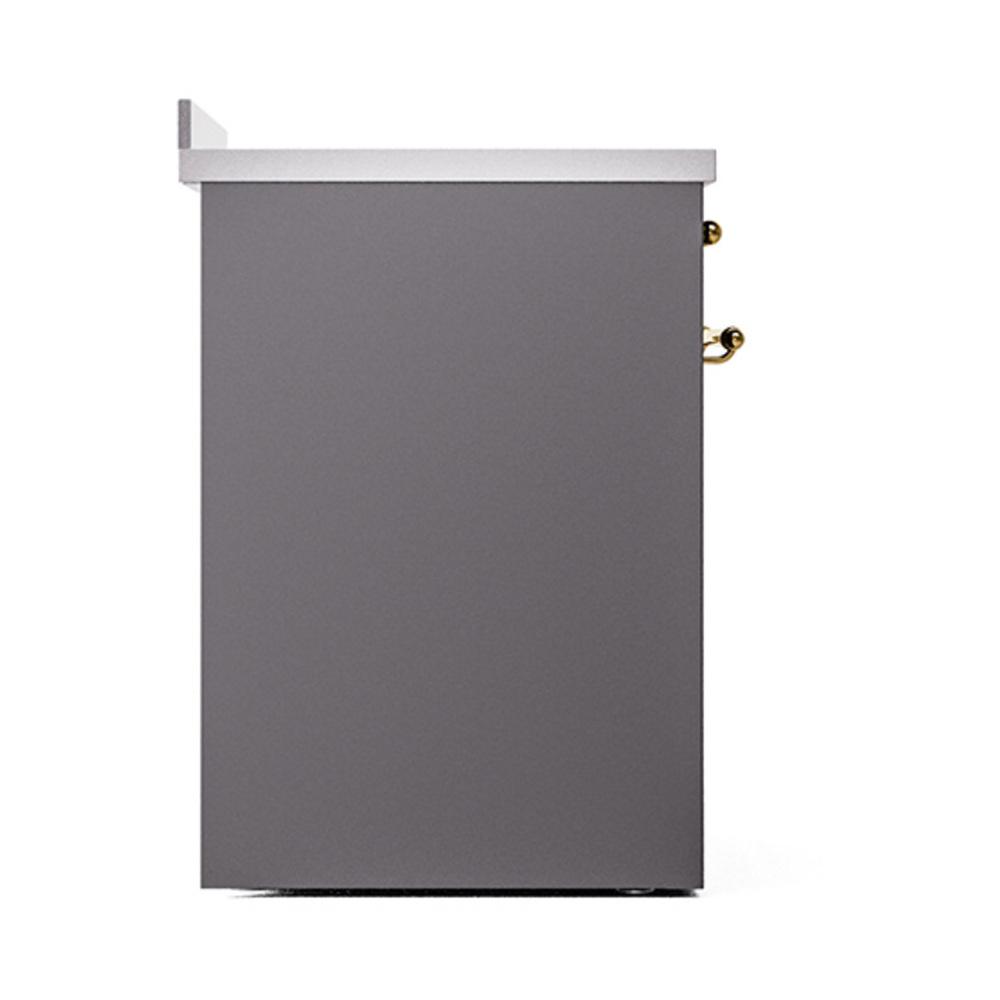 ILVE UNI304QNMPMGG Nostalgie II Noblesse 30 inch Induction Range (Solid Door, Graphite Matte, Brass)