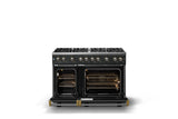 48"W. Sealed Burner Gas Range (Burner: 8b, Finish: Antique Bronze, Trim: Brushed Brass, Fuel: Natural Gas)