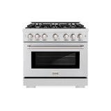 ZLINE 36 in. 5.2 cu. ft. Select Dual Fuel Range with 6 Burner Gas Cooktop and Electric Convection Oven in DuraSnow' Stainless Steel (HDRS-36)