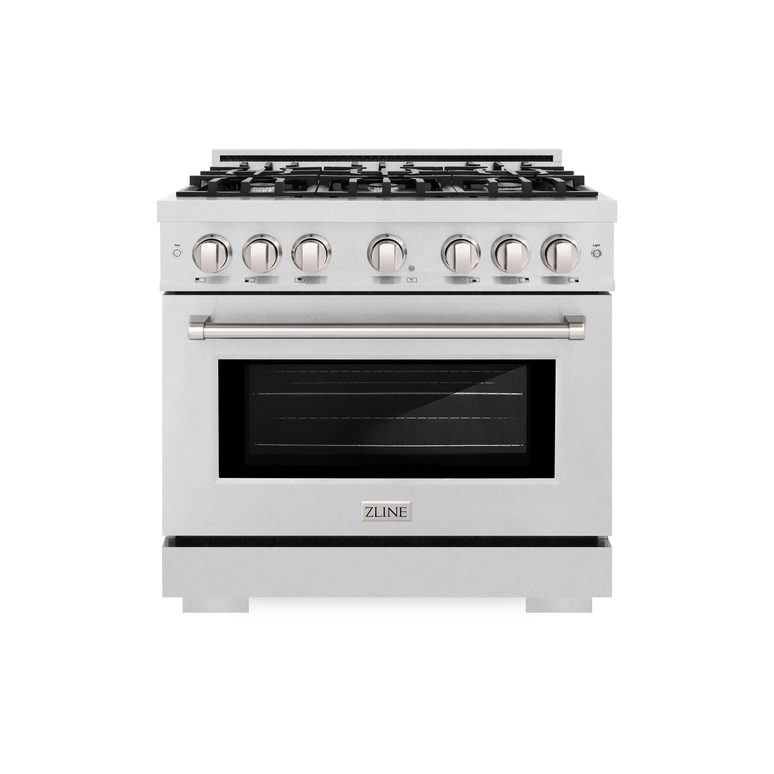 ZLINE 36 in. 5.2 cu. ft. Select Dual Fuel Range with 6 Burner Gas Cooktop and Electric Convection Oven in DuraSnow' Stainless Steel (HDRS-36)