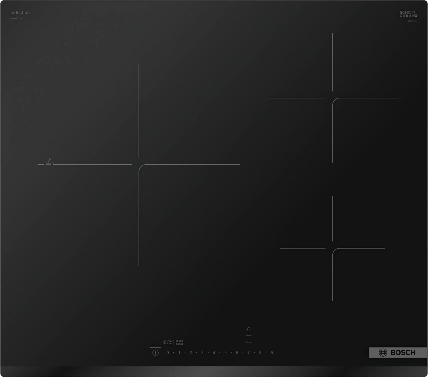 800 Series Induction Cooktop 24" Black, Without Frame