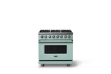 36"W. Dual Fuel Range (Burner: 6b, Finish: Splash, Trim: Polished Chrome, Fuel: Propane)