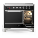 ILVE UMDIB40QNR3BKC Majestic III 40 inch Induction Range with 6 Elements, 3.82 cu. ft. Total Oven Capacity (Solid Door, Glossy Black, Chrome)