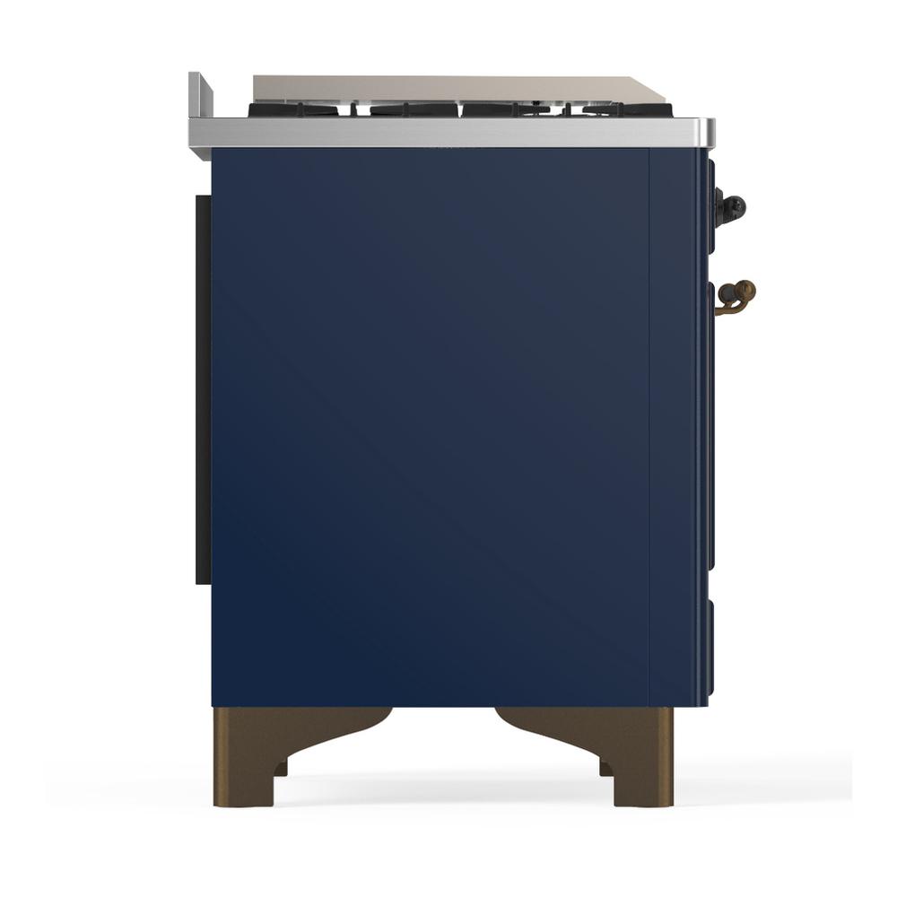 ILVE UM60FSQNR3MBB Majestic III 60 inch Dual Fuel Range with 7 Burners, Griddle and French Top, Dual Function Burner with up to 25,000 BTU (Natural Gas, Solid Door, Midnight Blue, Burnished)