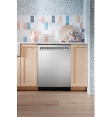 GE® ENERGY STAR® Front Control with Stainless Steel Interior Dishwasher with Sanitize Cycle