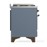 ILVE UM48FNR3BGB Majestic III 48 inch Dual Fuel Range with 8 Burners and Griddle, Dual Function Burner up to 25,000 BTU (Natural Gas, Triple Glass Door, Blue Grey, Burnished)