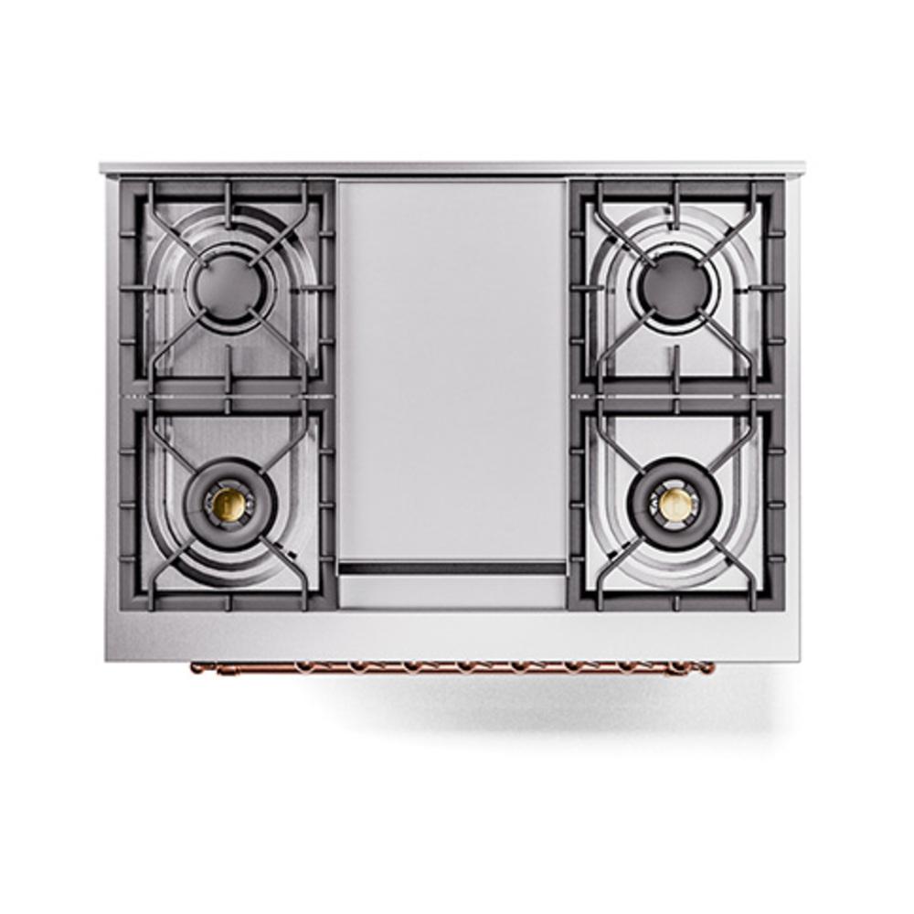 ILVE UN36FNMPBKP Nostalgie II Noblesse 36 inch Dual Fuel Range (Natural Gas, Triple Glass Door, Glossy Black, Copper)