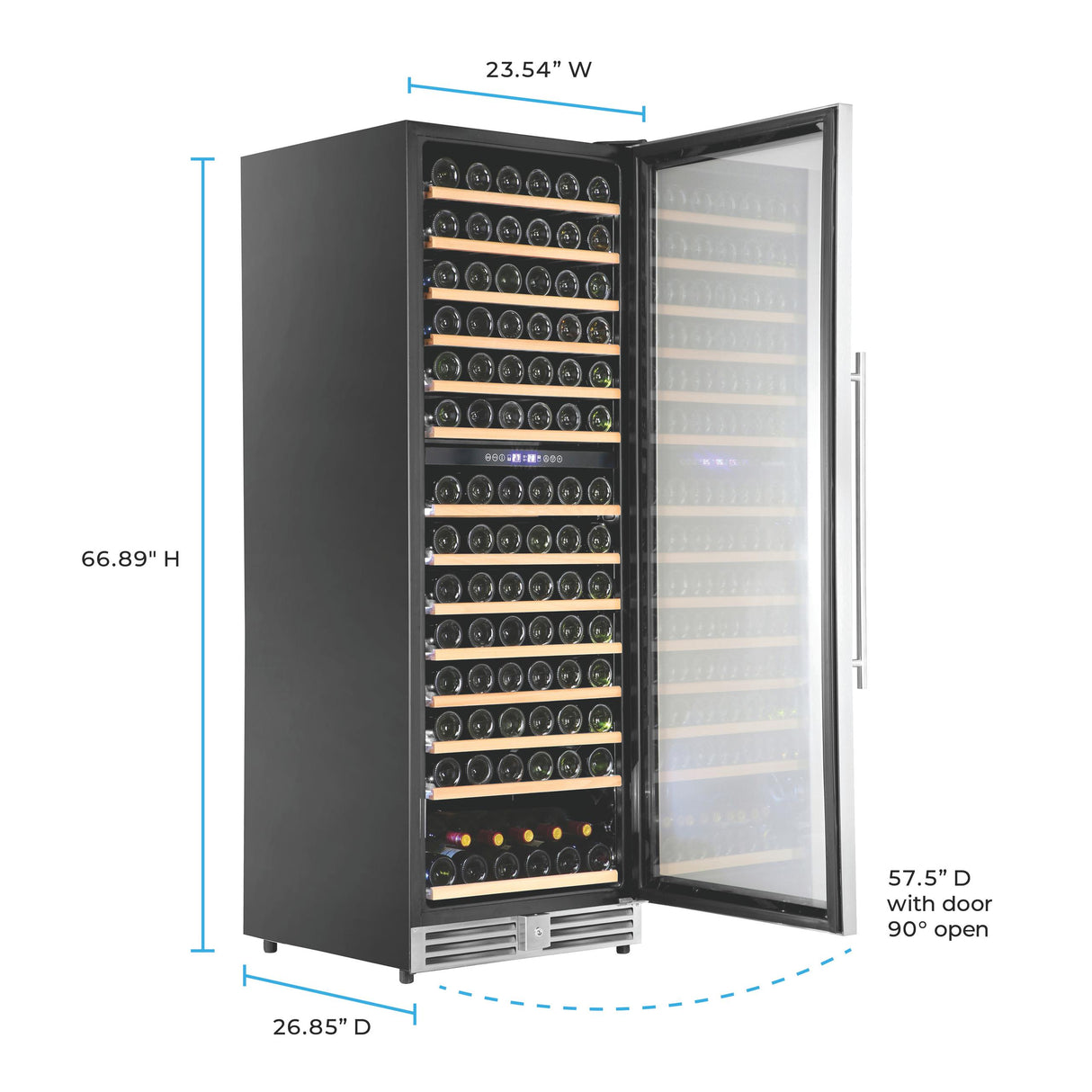 Avanti Refresh Dual-Zone Wine Cooler, 148 Bottle Capacity, Wood Accent Shelves, in Stainless Steel (WCF148DE3S-1)