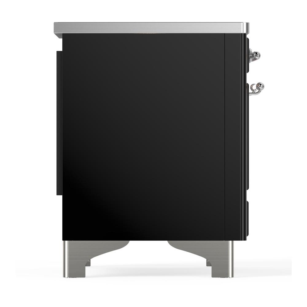 ILVE UMIB36NR3BKC Majestic III 36 inch Induction Range with 6 Elements, 3.5 cu. ft. Total Oven Capacity (Triple Glass Door, Glossy Black, Chrome)