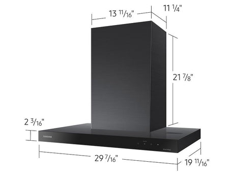 30" Bespoke Smart Wall Mount Hood in Clean Deep Charcoal