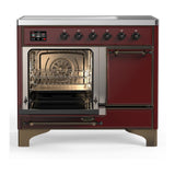 ILVE UMDIB40QNR3BUB Majestic III 40 inch Induction Range with 6 Elements, 3.82 cu. ft. Total Oven Capacity (Solid Door, Burgundy, Burnished)