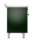 ILVE UNI486QNMPEGG Nostalgie II Noblesse 48 inch Induction Range (Solid Door, Emerald Green, Brass)