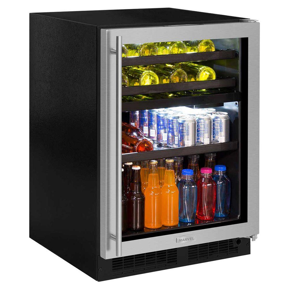 24-In Built-In Dual Zone Wine And Beverage Center with Door Style - Stainless Steel Frame Glass, Door Swing - Right
