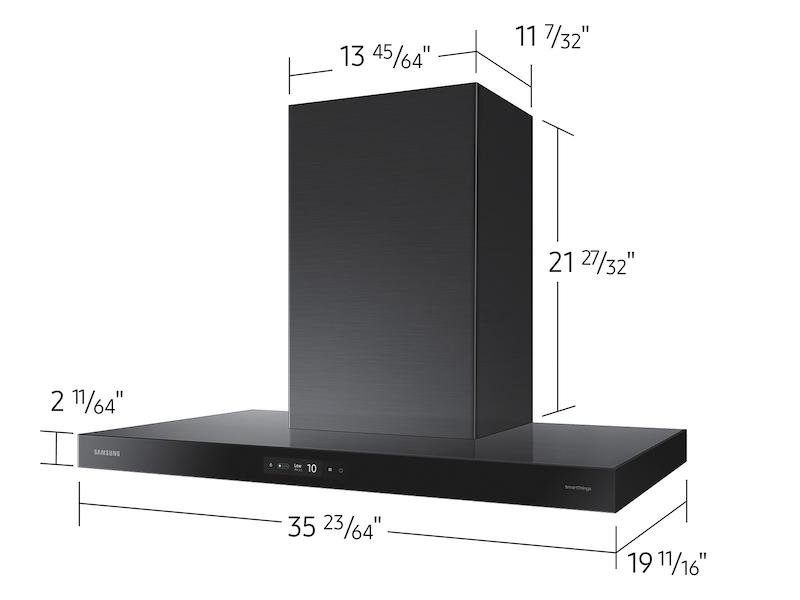 36" Bespoke Smart Wall Mount Hood with LCD Display in Clean Deep Charcoal