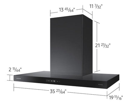 36" Bespoke Smart Wall Mount Hood with LCD Display in Clean Deep Charcoal