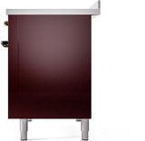 Nostalgie II 48 Inch Electric Freestanding Range in Burgundy with Bronze Trim