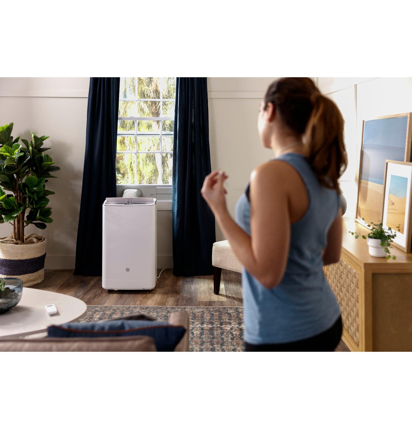 GE® 9,850 BTU SACC Smart Portable Air Conditioner for Medium Rooms up to 550 sq ft. (14,000 BTU ASHRAE)
