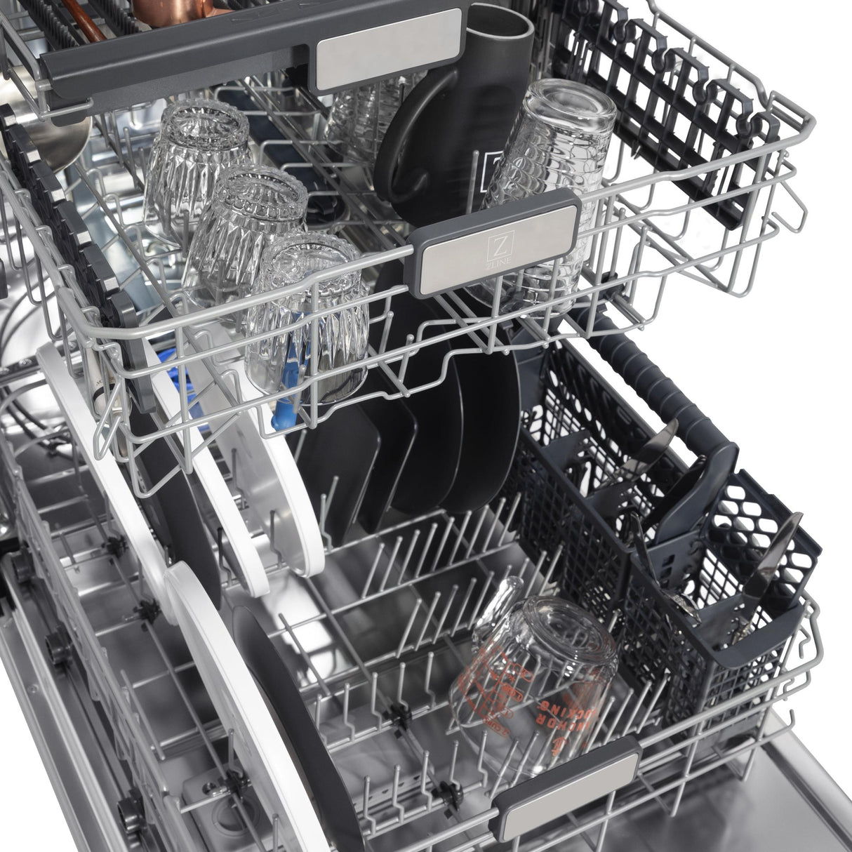 ZLINE 24" Monument Series 3rd Rack Top Touch Control Dishwasher with Stainless Steel Tub, 45dBa (DWMT-24) [Color: Red Gloss]