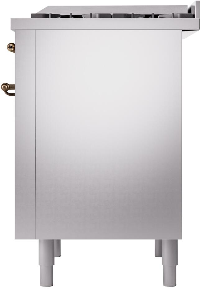 Nostalgie II 36 Inch Dual Fuel Natural Gas Freestanding Range in Stainless Steel with Bronze Trim