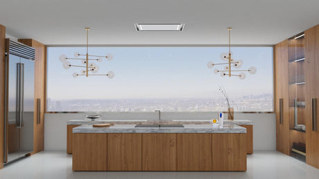 42 in. Ceiling Mount Island Range Hood with Peripheral Aspiration and LED Lights in Stainless Steel