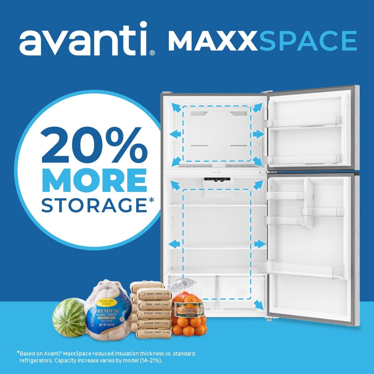 Avanti MaxxSpace Insulation™ Technology Garage-Ready Frost-Free Ice Maker-Ready Refrigerator, 24 cu. ft., ENERGY STAR, Stainless Steel Look (AVFF24DLJM0SS)