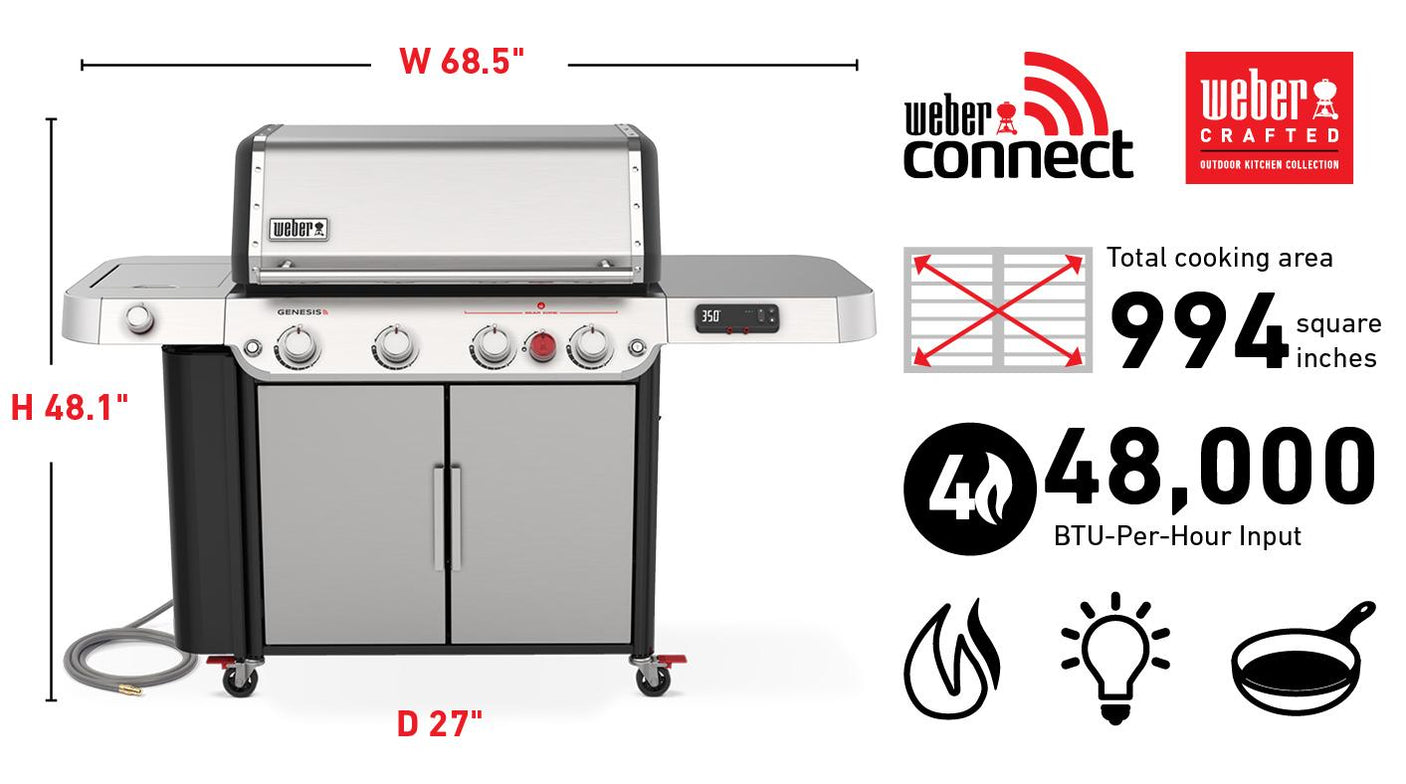 Genesis SPX-435 Smart Gas Grill (Natural Gas) - Stainless Steel