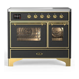 ILVE UMDIB40NR3MGG Majestic III 40 inch Induction Range with 6 Elements, 3.82 cu. ft. Total Oven Capacity (Triple Glass Door, Graphite Matte, Brass)