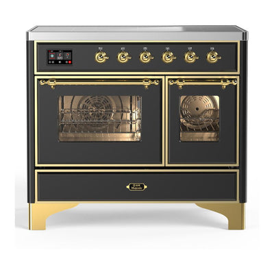 ILVE UMDIB40NR3MGG Majestic III 40 inch Induction Range with 6 Elements, 3.82 cu. ft. Total Oven Capacity (Triple Glass Door, Graphite Matte, Brass)