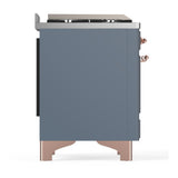 ILVE UM36FNR3BGPLP Majestic III 36 inch Dual Fuel Range with 6 Black Brass Burners and Griddle, Dual Function Burner up to 25,000 BTU (Triple Glass Door, Blue Grey, Copper, Liquid Propane)