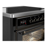 ILVE UMIB36NR3BKB Majestic III 36 inch Induction Range with 6 Elements, 3.5 cu. ft. Total Oven Capacity (Triple Glass Door, Glossy Black, Burnished)