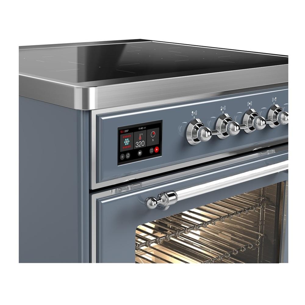 ILVE UMIB30NR3BGC Majestic III 30 inch Induction Range with 4 Elements, 4 cu. ft. Oven Capacity (Triple Glass Door, Blue Grey, Chrome)
