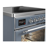 ILVE UMIB30NR3BGC Majestic III 30 inch Induction Range with 4 Elements, 4 cu. ft. Oven Capacity (Triple Glass Door, Blue Grey, Chrome)