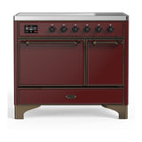 ILVE UMDIB40QNR3BUB Majestic III 40 inch Induction Range with 6 Elements, 3.82 cu. ft. Total Oven Capacity (Solid Door, Burgundy, Burnished)