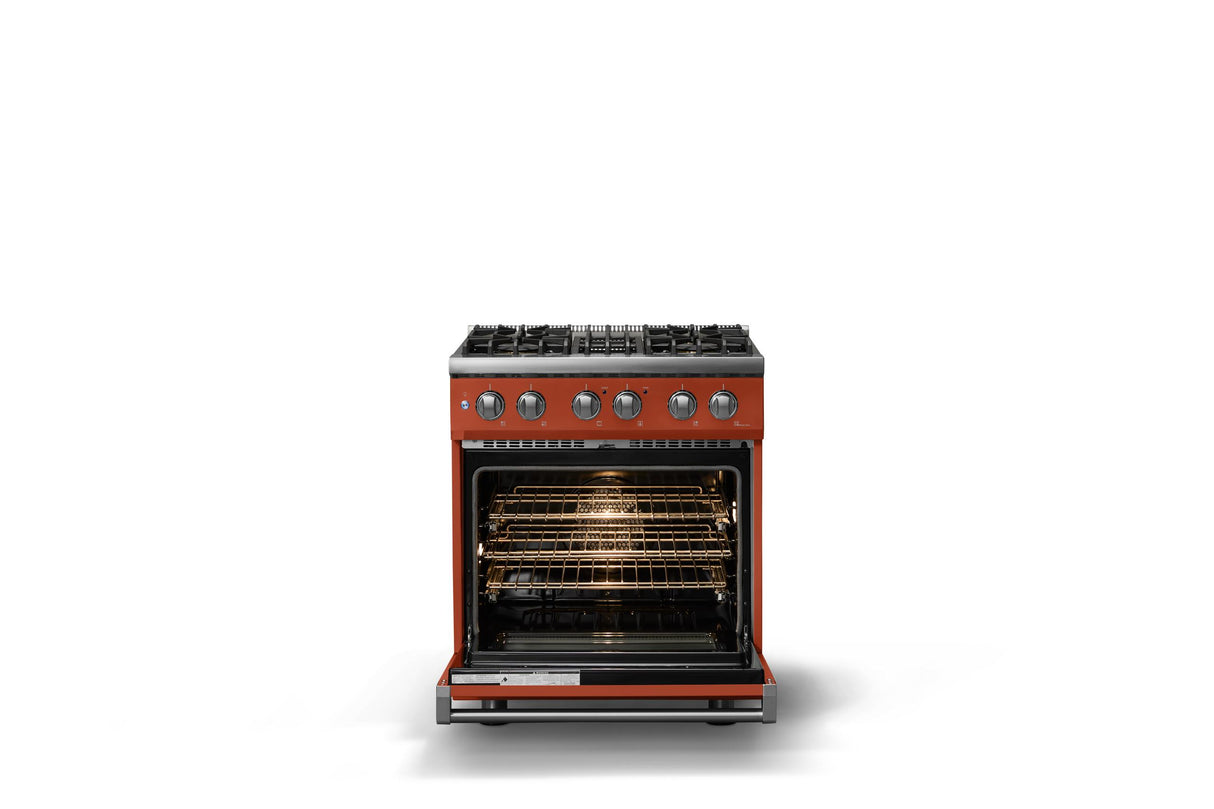 30"W. Dual Fuel Range (Finish: Spiced Cider, Trim: Polished Chrome, Fuel: Natural Gas)