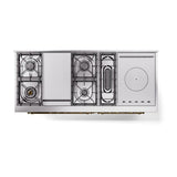 ILVE UN60FSQNMPSSGLP Nostalgie II Noblesse 60 inch Dual Fuel Range (7 Sealed Burners + Griddle + French Top, Liquid Propane, Solid Door, Stainless Steel, Brass)