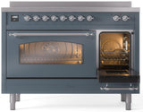 Nostalgie II 48 Inch Electric Freestanding Range in Blue Grey with Chrome Trim