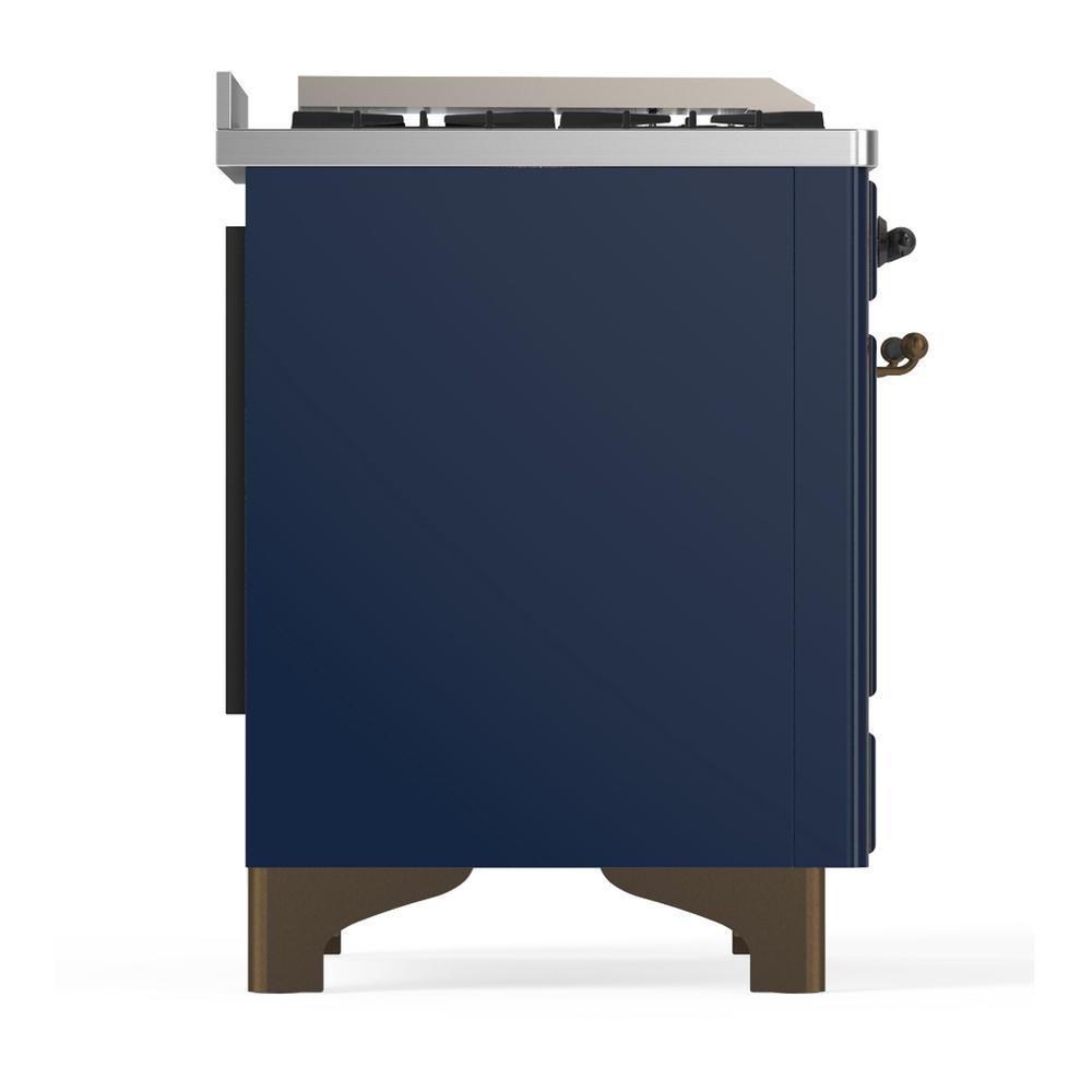ILVE UM60FQNR3MBBLP Majestic III 60 inch Dual Fuel Range with 9 Burners and Griddle, Dual Function Burner up to 25,000 BTU (Liquid Propane, Solid Door, Midnight Blue, Burnished)