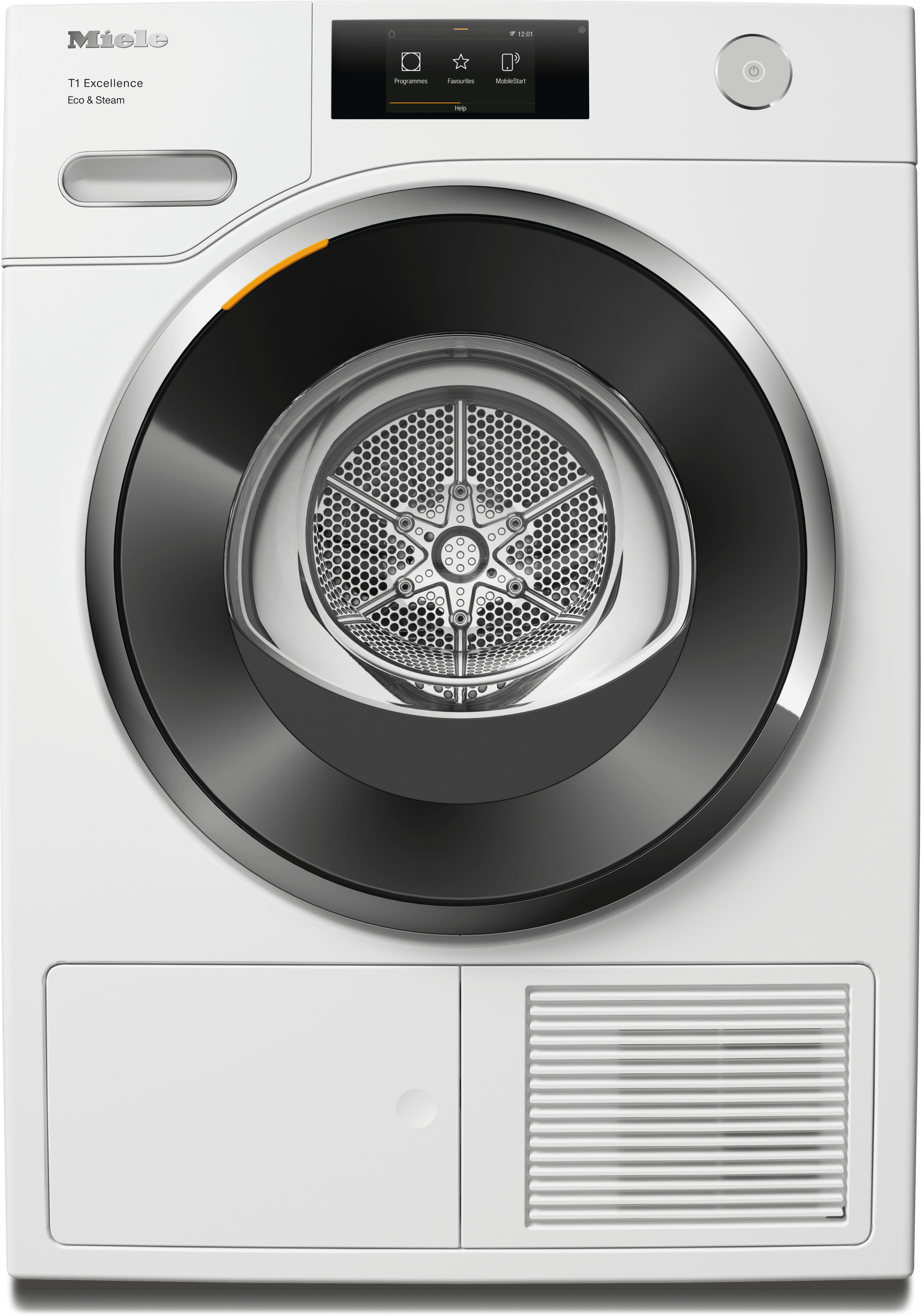 TXR960WP Eco&Steam - T1 Heat-Pump Dryer: 18 lb (8 kg)  M Touch  SteamCare  Honeycomb drum  FragranceDos  Miele@home