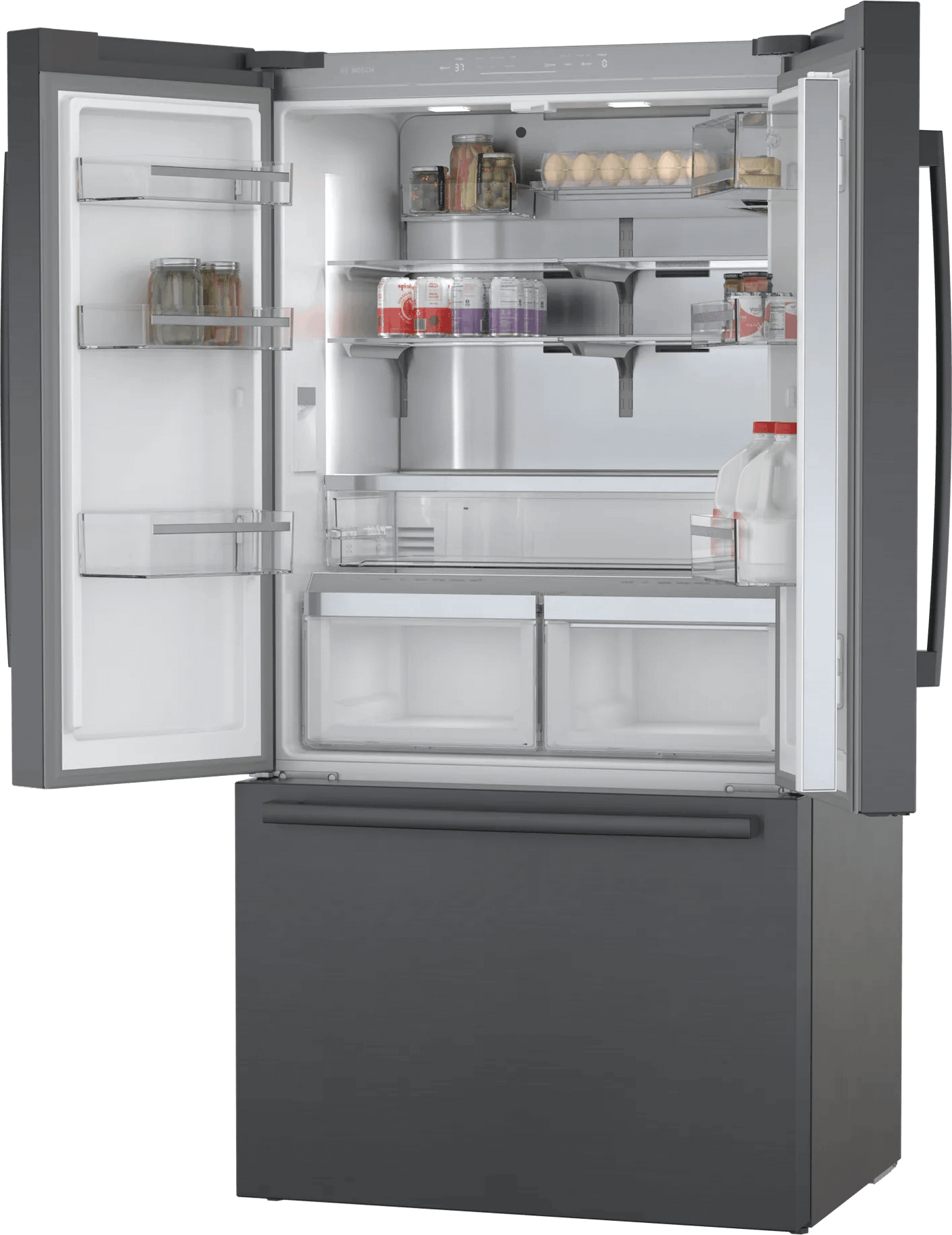 800 Series French Door Bottom Mount Refrigerator 36" Black Stainless Steel