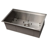 ZLINE 30 in. Garmisch Undermount Single Bowl Satin Stainless Steel Kitchen Sink with Bottom Grid and Accessories (SLS-30S)