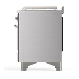 ILVE UM48FSQNR3SSCLP Majestic III 48 inch Dual Fuel Range with 5 Black Brass Burners, Griddle and French Top, Dual Function Burner up to 25,000 BTU (Liquid Propane, Solid Door, Stainless Steel, Chrome)