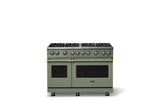 48"W. Sealed Burner Gas Range (Burner: 8b, Finish: Eucalyptus, Trim: Brushed Brass, Fuel: Natural Gas)
