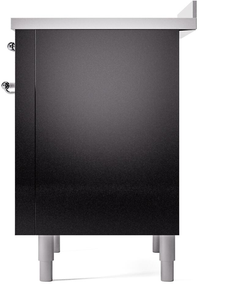 Nostalgie II 36 Inch Electric Freestanding Range in Glossy Black with Chrome Trim