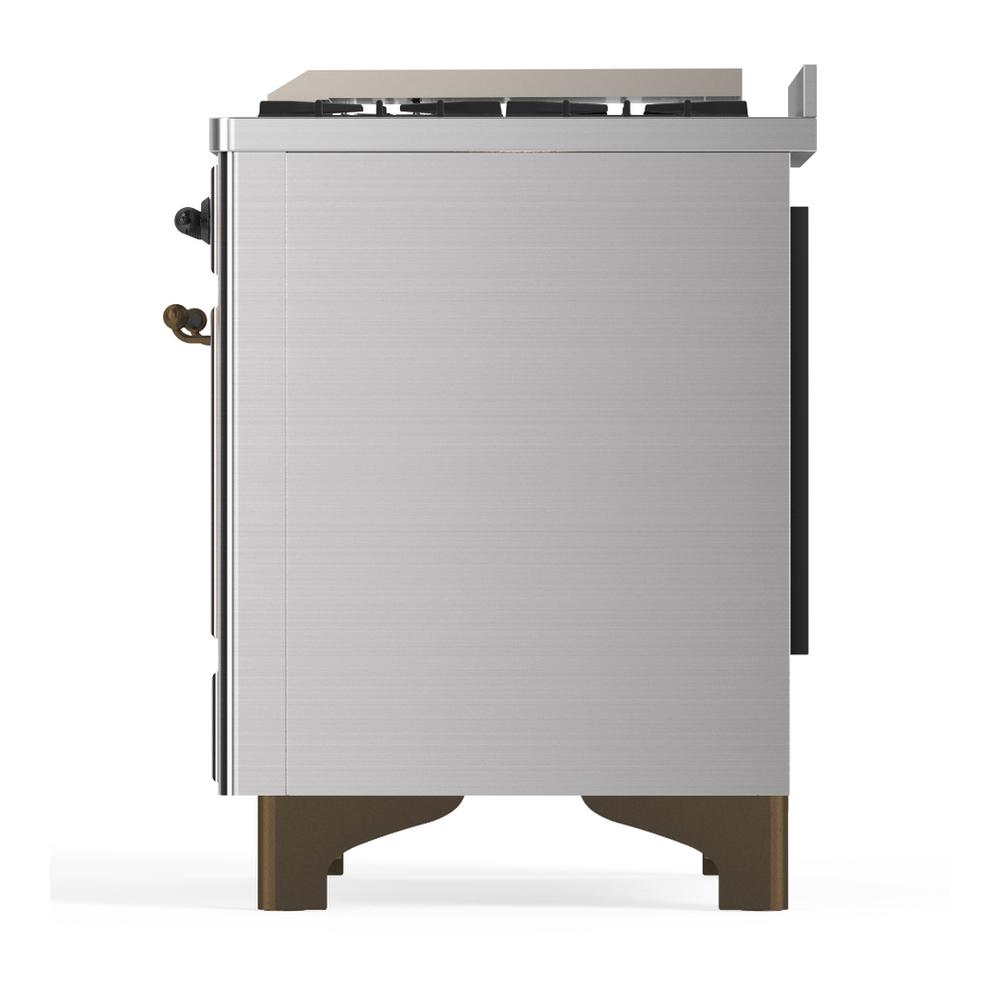 ILVE UM60FQNR3SSB Majestic III 60 inch Dual Fuel Range with 9 Burners and Griddle, Dual Function Burner up to 25,000 BTU (Natural Gas, Solid Door, Stainless Steel, Burnished)