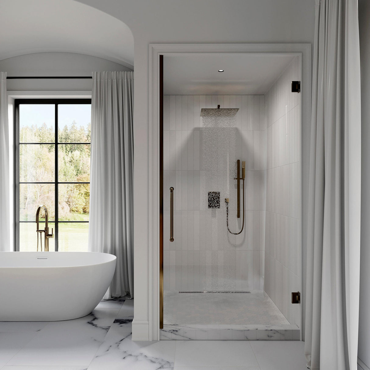ZLINE Autograph Edition Crystal Bay Thermostatic Shower System in Champagne Bronze (CBY-SHS-T2-CB)