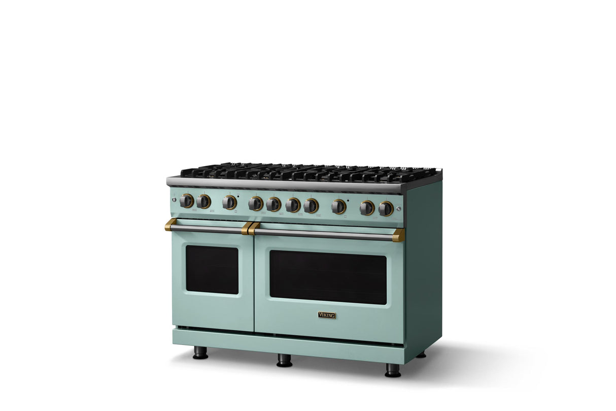 48"W. Sealed Burner Gas Range (Burner: 8b, Finish: Splash, Trim: Brushed Brass, Fuel: Natural Gas)